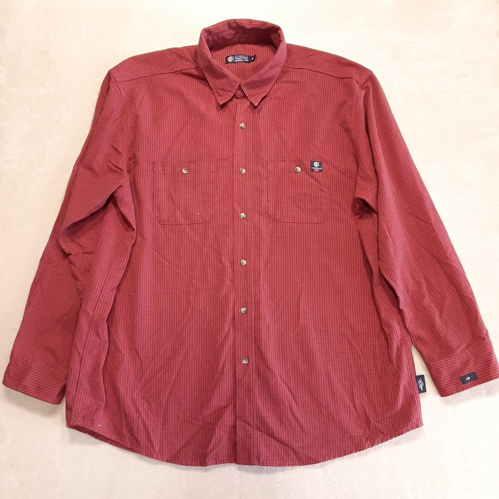 Tyndale Men's FRMC Tattersall Plaid FR Work Shirt 2X Classic Casual Red LS M125T
